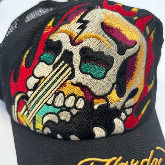 Ed Hardy Embroidered Skull Trucker Cap - Unisex - Picture 2 of 10